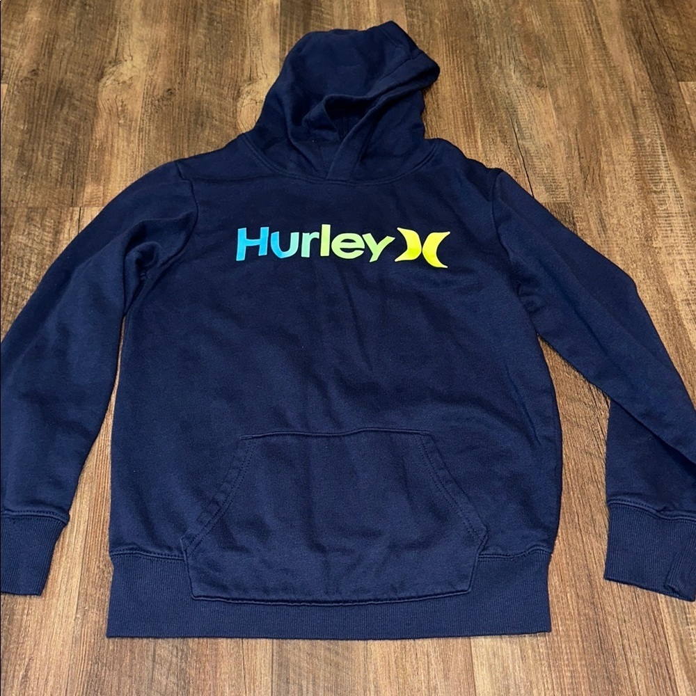 Hurley Boys Hoodie Size 14/16 –‎ Blue Green Gradient Logo EUC